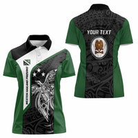 Personalised PNG Western Highlands Province Women Polo Shirt Bird of Paradise Tattoo Flag Motif - Polynesian Pride