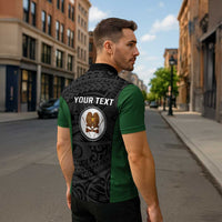 Personalised PNG Western Highlands Province Zipper Polo Shirt Bird of Paradise Tattoo Flag Motif - Polynesian Pride