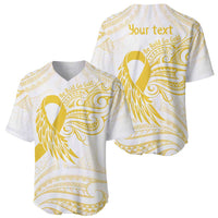 Be Bold Go Gold Polyneisan Ribbon Childhood Personalised Baseball Jersey