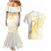 Be Bold Go Gold Polyneisan Ribbon Childhood Personalised Couples Matching Mermaid Dress and Hawaiian Shirt