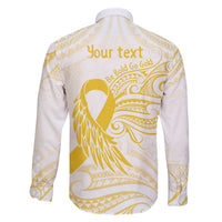 Be Bold Go Gold Polyneisan Ribbon Childhood Personalised Family Matching Puletasi and Hawaiian Shirt