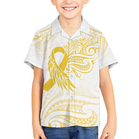 Be Bold Go Gold Polyneisan Ribbon Childhood Personalised Family Matching Short Sleeve Bodycon Dress and Hawaiian Shirt