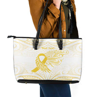 Be Bold Go Gold Polyneisan Ribbon Childhood Personalised Leather Tote Bag LT9 - Polynesian Pride