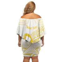 Be Bold Go Gold Polyneisan Ribbon Childhood Personalised Off Shoulder Short Dress LT9 - Polynesian Pride