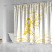 Be Bold Go Gold Polyneisan Ribbon Childhood Personalised Shower Curtain