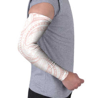 White Sunday Lotu Tamaiti Arm Sleeves Polynesian Wave Pastel Blush LT9 - Polynesian Pride