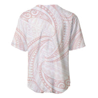 White Sunday Lotu Tamaiti Baseball Jersey Polynesian Wave Pastel Blush - Polynesian Pride
