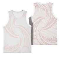 White Sunday Lotu Tamaiti Basketball Jersey Polynesian Wave Pastel Blush LT9 - Polynesian Pride