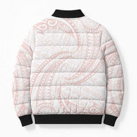 White Sunday Lotu Tamaiti Bomber Puffer Jacket Polynesian Wave Pastel Blush LT9 - Polynesian Pride