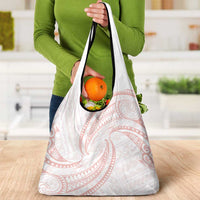 White Sunday Lotu Tamaiti Grocery Bag Polynesian Wave Pastel Blush LT9 - Polynesian Pride