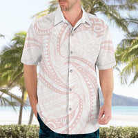 White Sunday Lotu Tamaiti Hawaiian Shirt Polynesian Wave Pastel Blush - Polynesian Pride