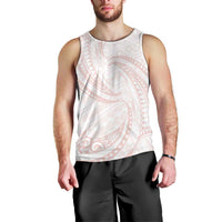 White Sunday Lotu Tamaiti Men Tank Top Polynesian Wave Pastel Blush LT9 - Polynesian Pride