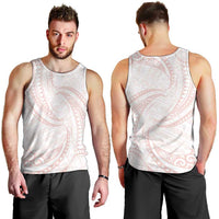 White Sunday Lotu Tamaiti Men Tank Top Polynesian Wave Pastel Blush LT9 - Polynesian Pride