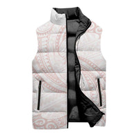 White Sunday Lotu Tamaiti Sleeveless Puffer Jacket Polynesian Wave Pastel Blush LT9 - Polynesian Pride