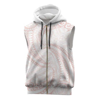 White Sunday Lotu Tamaiti Sleeveless Zip Hoodie Polynesian Wave Pastel Blush LT9 Blush - Polynesian Pride