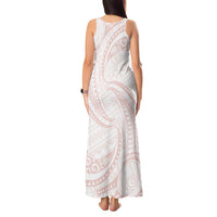 White Sunday Lotu Tamaiti Tank Maxi Dress Polynesian Wave Pastel Blush - Polynesian Pride
