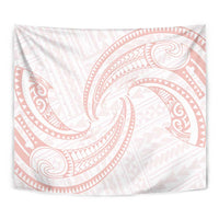 White Sunday Lotu Tamaiti Tapestry Polynesian Wave Pastel Blush - Polynesian Pride