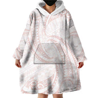 White Sunday Lotu Tamaiti Wearable Blanket Hoodie Polynesian Wave Pastel Blush LT9 - Polynesian Pride