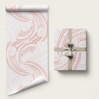 White Sunday Lotu Tamaiti Wrapping Paper Polynesian Wave Pastel Blush LT9 58" × 23" Blush - Polynesian Pride