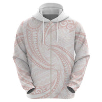 White Sunday Lotu Tamaiti Zip Hoodie Polynesian Wave Pastel Blush - Polynesian Pride