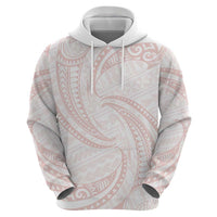 White Sunday Lotu Tamaiti Zip Hoodie Polynesian Wave Pastel Blush - Polynesian Pride
