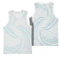 White Sunday Lotu Tamaiti Basketball Jersey Polynesian Wave Pastel Cyan LT9 - Polynesian Pride