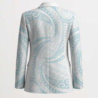White Sunday Lotu Tamaiti Blazer Polynesian Wave Pastel Cyan - Polynesian Pride