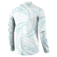 White Sunday Lotu Tamaiti Button Sweatshirt Polynesian Wave Pastel Cyan LT9 - Polynesian Pride