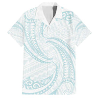 White Sunday Lotu Tamaiti Family Matching Long Sleeve Bodycon Dress and Hawaiian Shirt Polynesian Wave Pastel Cyan - Polynesian Pride
