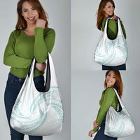 White Sunday Lotu Tamaiti Grocery Bag Polynesian Wave Pastel Cyan LT9 - Polynesian Pride