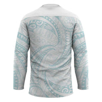 White Sunday Lotu Tamaiti Hockey Jersey Polynesian Wave Pastel Cyan LT9 - Polynesian Pride