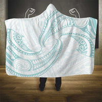 White Sunday Lotu Tamaiti Hooded Blanket Polynesian Wave Pastel Cyan - Polynesian Pride