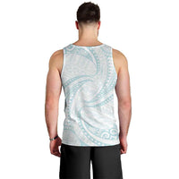 White Sunday Lotu Tamaiti Men Tank Top Polynesian Wave Pastel Cyan LT9 - Polynesian Pride