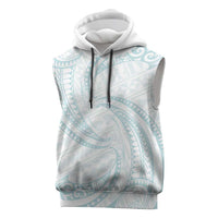 White Sunday Lotu Tamaiti Sleeveless Hoodie Polynesian Wave Pastel Cyan LT9 Cyan - Polynesian Pride