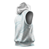 White Sunday Lotu Tamaiti Sleeveless Hoodie Polynesian Wave Pastel Cyan LT9 - Polynesian Pride