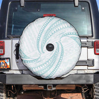 White Sunday Lotu Tamaiti Spare Tire Cover Polynesian Wave Pastel Cyan - Polynesian Pride