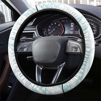 White Sunday Lotu Tamaiti Steering Wheel Cover Polynesian Wave Pastel Cyan LT9 - Polynesian Pride