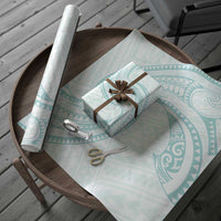 White Sunday Lotu Tamaiti Wrapping Paper Polynesian Wave Pastel Cyan LT9 - Polynesian Pride