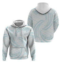 White Sunday Lotu Tamaiti Zip Hoodie Polynesian Wave Pastel Cyan - Polynesian Pride