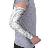 White Sunday Lotu Tamaiti Arm Sleeves Polynesian Wave Pastel Gray LT9 - Polynesian Pride
