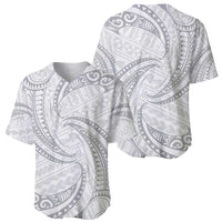 White Sunday Lotu Tamaiti Baseball Jersey Polynesian Wave Pastel Gray - Polynesian Pride