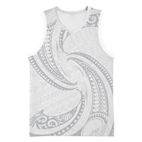 White Sunday Lotu Tamaiti Basketball Jersey Polynesian Wave Pastel Gray LT9 Unisex Gray - Polynesian Pride