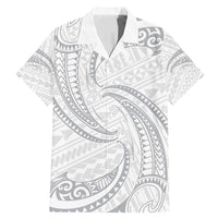 White Sunday Lotu Tamaiti Family Matching Mermaid Dress and Hawaiian Shirt Polynesian Wave Pastel Gray - Polynesian Pride