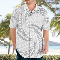 White Sunday Lotu Tamaiti Hawaiian Shirt Polynesian Wave Pastel Gray - Polynesian Pride