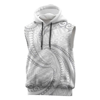 White Sunday Lotu Tamaiti Sleeveless Hoodie Polynesian Wave Pastel Gray LT9 Gray - Polynesian Pride