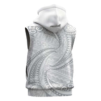 White Sunday Lotu Tamaiti Sleeveless Hoodie Polynesian Wave Pastel Gray LT9 - Polynesian Pride