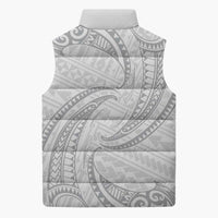White Sunday Lotu Tamaiti Sleeveless Puffer Jacket Polynesian Wave Pastel Gray LT9 - Polynesian Pride