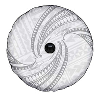 White Sunday Lotu Tamaiti Spare Tire Cover Polynesian Wave Pastel Gray - Polynesian Pride