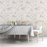 White Sunday Lotu Tamaiti Tablecloth Polynesian Wave Pastel Gray LT9 - Polynesian Pride