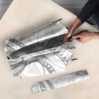 White Sunday Lotu Tamaiti Umbrella Polynesian Wave Pastel Gray - Polynesian Pride